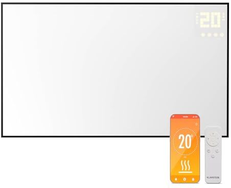 KLARSTEIN Stufa Elettrica Infrarossi Basso Consumo, Pannello Radiante Infrarossi 600W, Telecomando e Timer, WiFi App, Pannelli a Infrarossi Riscaldamento, Pannello Infrarossi per Riscaldamento No CO2