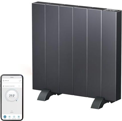 EMKE Riscaldamento elettrico, termoconvettore, riscaldamento elettrico, montaggio a parete o dispositivo da terra, radiatore elettrico, funzione APP WiFi, schermo LCD, timer programmabile, antracite,