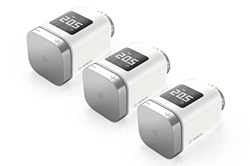 Bosch termostato per radiatore II, set da 3, termostati smart con funzionamento tramite app, compatibile con Amazon Alexa, Apple HomeKit, Google Home, Amazon Edition