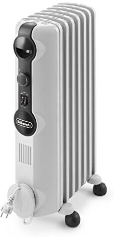 DeLonghi Radiatore ad Olio Elettrico, 7 Elementi, Meno Consumo Energetico, Calore a Lungo, Manopole Intuitive, per Ambienti fino a 45m³, Silenzioso, 3 livelli di Potenza, 1500 watt, Bianco