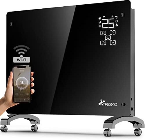 TRESKO Stufa Elettrica Basso Consumo 2000W Wifi & APP   Stufa Elettrica basso consumo   Termoconvettore con Rotelle   Termosifone Elettrico Portatile   Termoconvettore a Parete con Termostato