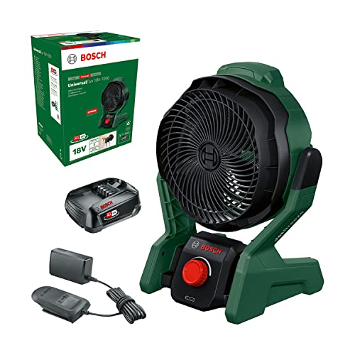 Bosch Ventilatore portatile a batteria UniversalFan 18V-1000 (1 da 2,0 Ah, sistema 18 volt, per fai te, campeggio e altro ancora, volume del flusso d'aria: 1.000 m³/h)