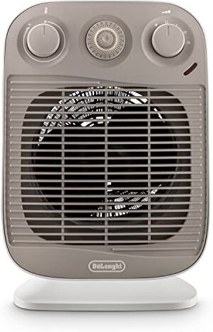 DeLonghi Termoventilatore, TIMER 24H, 3 livelli di potenza, ventilazione estiva, protezione antigoccia, maniglia, dispositivo di sicurezza, luce, protezione antigelo, leggero, Bianco/Beige