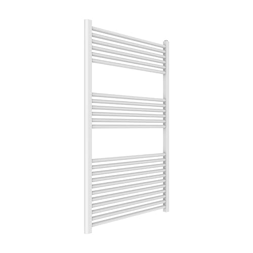 Ercos Scaldasalviette Termoarredo Bagno Dimensioni 750x1200 MM Radiatore Colore Bianco Moderno, Attacchi da 1/2" Fornito Con Kit Montaggio