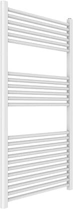 Ercos Scaldasalviette Termoarredo Bagno Dimensioni 650x1200 MM Radiatore Colore Bianco Moderno, Attacchi da 1/2" Fornito Con Kit Montaggio