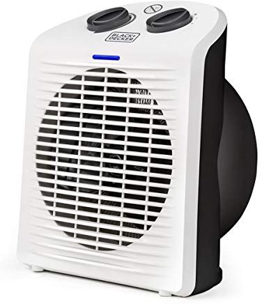 Black & Decker BXSH2000E Termoventilatore adatto per bagni. IP21. 2 intensità + ventilatore. 1000W/2000W. Compatto. Termostato. Protezione antisurriscaldamento. Sistema antiribaltamento. Maniglia