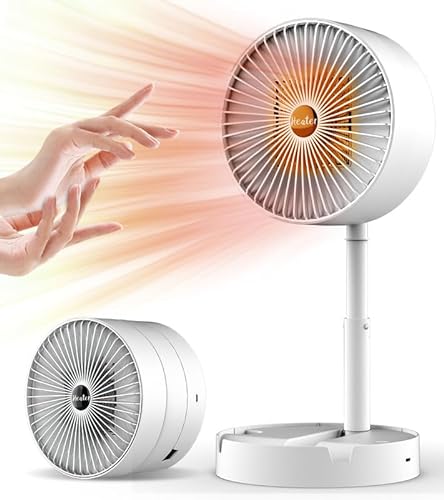 Kouric Stufetta Elettrica Basso Consumo,Termoventilatore Ceramico Portatile Pieghevole Stufa Elettrica 2S Riscaldamento rapido 600W Riscaldamento Elettrico Protezione Contro Surriscaldamento Bianco