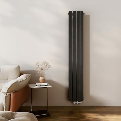 EMKE Radiatore di design, sottile, alto, 1800 x 304 mm, verticale, con attacco centrale, a doppio strato, per bagno, camera da letto e soggiorno, colore nero 1082 W EMKE Radiatore di design, sottile, alto, 1800 x 304 mm, verticale, con attacco centrale, a doppio strato, per bagno, camera da letto e soggiorno, colore nero 1082 W
