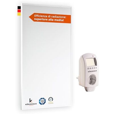 KÖNIGHAUS Pannello riscaldante a infrarossi 600 W – Termostato – Modello Eco – 8–16 m² KÖNIGHAUS Pannello riscaldante a infrarossi 600 W – Termostato – Modello Eco – 8–16 m²