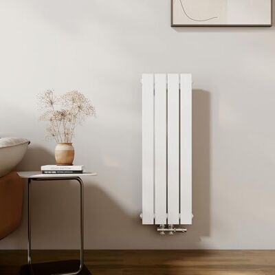 EMKE Radiatore di design, piccolo, 900 x 304 mm, verticale, con attacco centrale, radiatore a pannello singolo, per bagno, camera da letto e soggiorno, bianco 297 W EMKE Radiatore di design, piccolo, 900 x 304 mm, verticale, con attacco centrale, radiatore a pannello singolo, per bagno, camera da letto e soggiorno, bianco 297 W