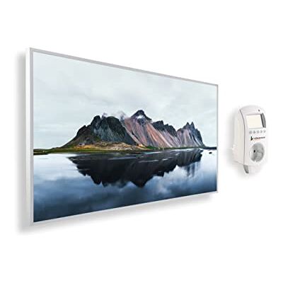 KÖNIGHAUS Panorama Bildheizung 1200 Watt termostato Smart 18-29 m² App, cornice bianca, Motivo: 03. Montagna e lago, TÜV Süd, riscaldatore da parete a infrarossi KÖNIGHAUS Panorama Bildheizung 1200 Watt termostato Smart 18-29 m² App, cornice bianca, Motivo: 03. Montagna e lago, TÜV Süd, riscaldatore da parete a infrarossi
