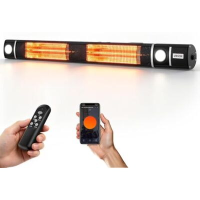 VEVOR Riscaldatore a Infrarossi da Parete 3000 W con Controllo WiFi, IP55 con Telecomando e Interruttore Meccanico, 3 Livelli di Calore, Struttura in Lega di Alluminio, per Patio, Balconi e Cortili VEVOR Riscaldatore a Infrarossi da Parete 3000 W con Controllo WiFi, IP55 con Telecomando e Interruttore Meccanico, 3 Livelli di Calore, Struttura in Lega di Alluminio, per Patio, Balconi e Cortili