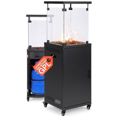 Wintem – Caminetto a Gas da Esterno Nero con Accensione Piezoelettrica e Roccia Lavica per Riscaldamento fino a 15 m², Camino Decorativo con Ruote Integrate e Potenza Regolabile fino a 12 kW Wintem – Caminetto a Gas da Esterno Nero con Accensione Piezoelettrica e Roccia Lavica per Riscaldamento fino a 15 m², Camino Decorativo con Ruote Integrate e Potenza Regolabile fino a 12 kW