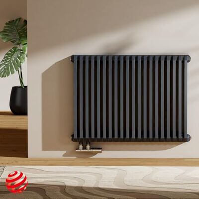 EMKE Radiatore a forma di D, orizzontale, 600 x 840 mm, design piatto a doppio strato, radiatore a pannello, con attacco laterale, antracite 1383 W EMKE Radiatore a forma di D, orizzontale, 600 x 840 mm, design piatto a doppio strato, radiatore a pannello, con attacco laterale, antracite 1383 W