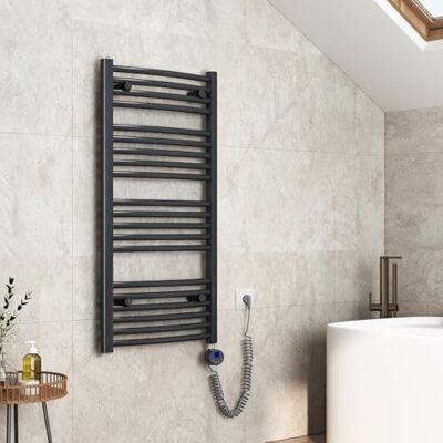 EMKE Scaldasalviette elettrico con termostato, 120 x 50 cm, scaldasalviette con timer, colore antracite, 500 W EMKE Scaldasalviette elettrico con termostato, 120 x 50 cm, scaldasalviette con timer, colore antracite, 500 W