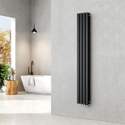 EMKE Radiatore piccolo 1600 x 240 mm, ovale a pannello, attacco centrale, verticale, design, radiatore tubolare, doppio strato, antracite, 623 Watt EMKE Radiatore piccolo 1600 x 240 mm, ovale a pannello, attacco centrale, verticale, design, radiatore tubolare, doppio strato, antracite, 623 Watt