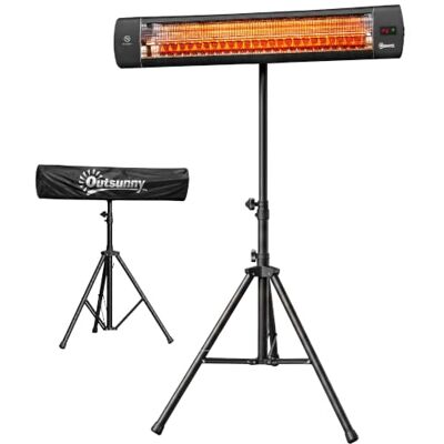 Outsunny Riscaldatore a Infrarossi Elettrico Esterno 2500W IP65 Telecomando Stufa da Esterno, Copertura, Touch, 3 Livelli di Calore, Altezza Regolabile, Timer 24 Ore, Anti-Ribaltamento, Nero Outsunny Riscaldatore a Infrarossi Elettrico Esterno 2500W IP65 Telecomando Stufa da Esterno, Copertura, Touch, 3 Livelli di Calore, Altezza Regolabile, Timer 24 Ore, Anti-Ribaltamento, Nero