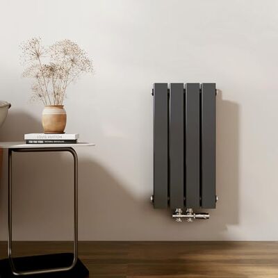 EMKE Radiatore di design, piccolo, 600 x 304 mm, verticale, con attacco centrale, a doppio strato, per bagno, camera da letto e soggiorno, antracite, 384 W EMKE Radiatore di design, piccolo, 600 x 304 mm, verticale, con attacco centrale, a doppio strato, per bagno, camera da letto e soggiorno, antracite, 384 W