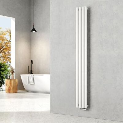 EMKE Radiatore piccolo 1800 x 240 mm, ovale a pannello, attacco centrale, verticale, design, radiatore tubolare, monostrato, bianco, 483 Watt EMKE Radiatore piccolo 1800 x 240 mm, ovale a pannello, attacco centrale, verticale, design, radiatore tubolare, monostrato, bianco, 483 Watt