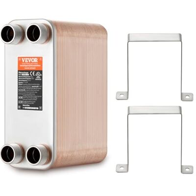 VEVOR Scambiatore di Calore, Piastre Brasate in Rame o Acciaio Inossidabile 316 L 127x305 mm, 80 Piastre, per Riscaldamento a Pavimento, Riscaldamento Acqua, Scioglimento Neve, Raffreddamento Birra VEVOR Scambiatore di Calore, Piastre Brasate in Rame o Acciaio Inossidabile 316 L 127x305 mm, 80 Piastre, per Riscaldamento a Pavimento, Riscaldamento Acqua, Scioglimento Neve, Raffreddamento Birra