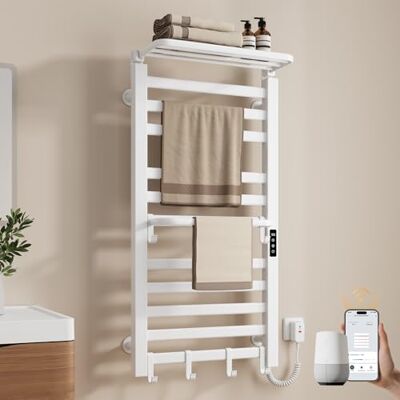 EMKE Scaldasalviette elettrico da bagno, 1000 x 500 mm, intelligente a temperatura costante, scaldasalviette elettrico con ripiano, Right 280 W, bianco EMKE Scaldasalviette elettrico da bagno, 1000 x 500 mm, intelligente a temperatura costante, scaldasalviette elettrico con ripiano, Right 280 W, bianco