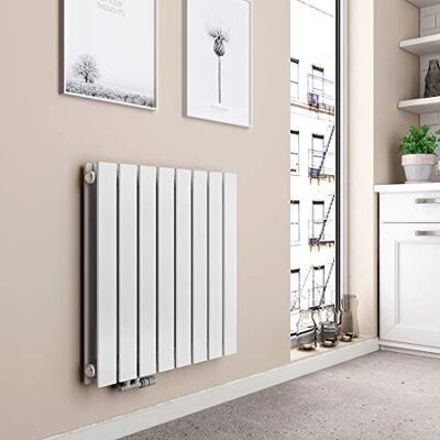 EMKE Radiatore di design piatto, 630 x 616 mm, orizzontale, con connettore laterale, a doppio strato, per bagno, camera da letto e soggiorno, bianco 805 W EMKE Radiatore di design piatto, 630 x 616 mm, orizzontale, con connettore laterale, a doppio strato, per bagno, camera da letto e soggiorno, bianco 805 W