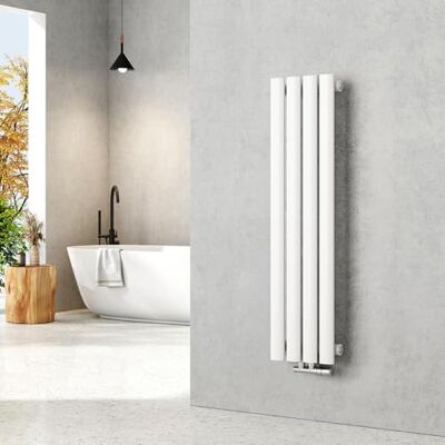 EMKE Radiatore piccolo 900 x 240 mm, ovale a pannello, attacco centrale, verticale, design, radiatore tubolare, monostrato, bianco, 266 Watt EMKE Radiatore piccolo 900 x 240 mm, ovale a pannello, attacco centrale, verticale, design, radiatore tubolare, monostrato, bianco, 266 Watt