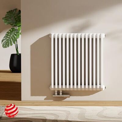 EMKE Radiatore a forma di D, 600 x 594 mm, radiatore a pannello, design orizzontale, a doppio strato, connettore laterale, bianco 969 W EMKE Radiatore a forma di D, 600 x 594 mm, radiatore a pannello, design orizzontale, a doppio strato, connettore laterale, bianco 969 W