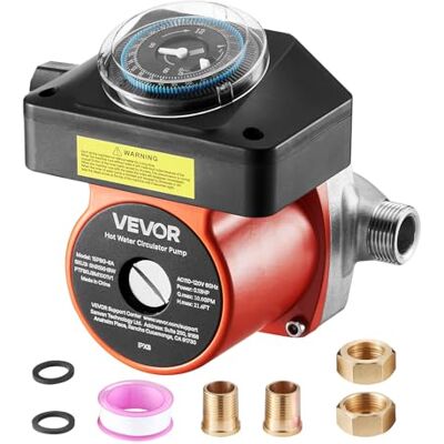 VEVOR Pompa di Ricircolo dell'Acqua Calda, Kit Pompa di Ricircolo Istantanea da 38 L/min, Sistema di Circolazione con Timer, 100 W CA 220-240 V, Connettore da G3/4 a G1/2, per Caldaia Solare VEVOR Pompa di Ricircolo dell'Acqua Calda, Kit Pompa di Ricircolo Istantanea da 38 L/min, Sistema di Circolazione con Timer, 100 W CA 220-240 V, Connettore da G3/4 a G1/2, per Caldaia Solare