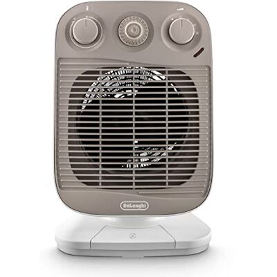 DeLonghi Termoventilatore, Silenzioso, 3 livelli di potenza, TIMER 24H, ventilazione estiva, protezione antigoccia, maniglia, luce pilota, per ambienti fino a 70m³, bianco/grigio DeLonghi Termoventilatore, Silenzioso, 3 livelli di potenza, TIMER 24H, ventilazione estiva, protezione antigoccia, maniglia, luce pilota, per ambienti fino a 70m³, bianco/grigio