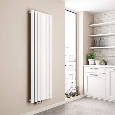 EMKE Radiatore di design piatto, 1600 x 538 mm, verticale, con attacco centrale, a pannello singolo, da parete, per bagno, camera da letto e soggiorno, bianco, 877 W EMKE Radiatore di design piatto, 1600 x 538 mm, verticale, con attacco centrale, a pannello singolo, da parete, per bagno, camera da letto e soggiorno, bianco, 877 W