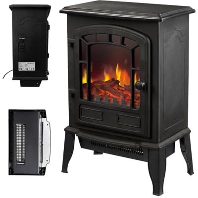 Relaxdays Camino elettrico, effetto fiamma, nero riscaldamento 2 liv. (1000/2000W), termostato, 56,5x39x24 cm Relaxdays Camino elettrico, effetto fiamma, nero riscaldamento 2 liv. (1000/2000W), termostato, 56,5x39x24 cm