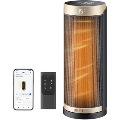 DREO Stufa elettrica intelligente da 2000 W, per camera da letto, 40,6 cm, con oscillazione a 70°, termostato e telecomando, 3 modalità, 3 velocità, timer da 12 ore, riscaldamento elettrico per DREO Stufa elettrica intelligente da 2000 W, per camera da letto, 40,6 cm, con oscillazione a 70°, termostato e telecomando, 3 modalità, 3 velocità, timer da 12 ore, riscaldamento elettrico per