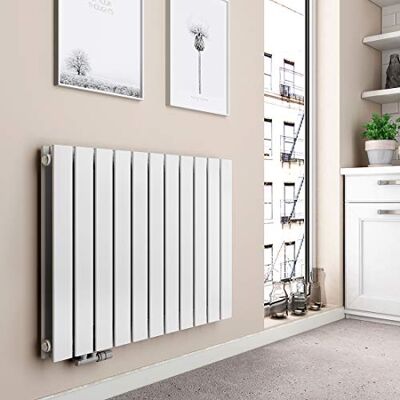 EMKE Radiatore di design piatto, 630 x 850 mm, orizzontale, con connettore laterale, a doppio strato, per bagno, camera da letto e soggiorno, bianco 1106 W EMKE Radiatore di design piatto, 630 x 850 mm, orizzontale, con connettore laterale, a doppio strato, per bagno, camera da letto e soggiorno, bianco 1106 W