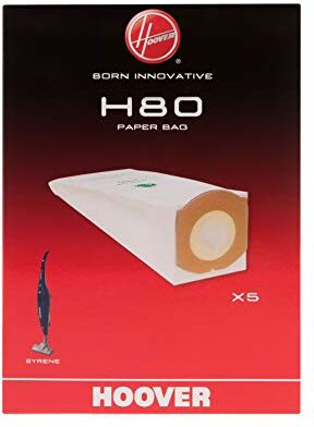 Hoover H80 Sacchetti, Originali, in Carta, Antiodore, Extra Capienti, compatibili con aspirapolvere Syrene, 5 Pezzi, Nylon, Misto