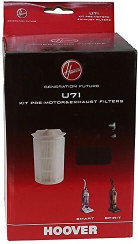 Hoover U71 Kit Pre Motore e filtri di Scarico, Extra filtrante, Ricambio Originale, Compatibile con aspirapolvere Verticali Smart e Spirit, Plastica, Bianco, Nero