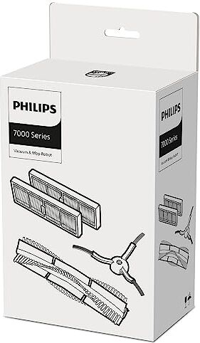 Philips Kit sostitutivo per Robot HomeRun Aqua Serie 7000-2 filtri lavabili, 1 spazzola principale, 1 spazzola laterale, compatibile con XU7100 e XU7000 ()