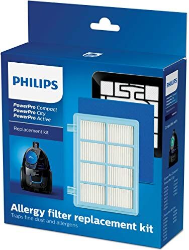 Philips Kit Sostitutivo, Filtraggio di alta Qualità, 1 Filtro di Scarico, 1 Filtro Motore Lavabile, 1 Separatore Schiuma Lavabile, 2 Strati (FC8010/02)