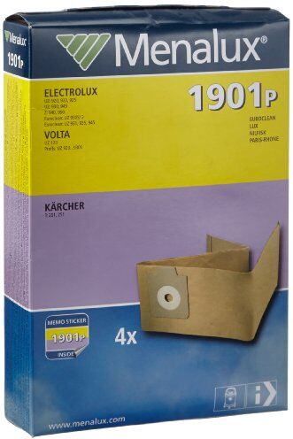 Menalux , Set di sacchetti in carta per aspirapolvere, 4 pz., per Electrolux/Euroclean