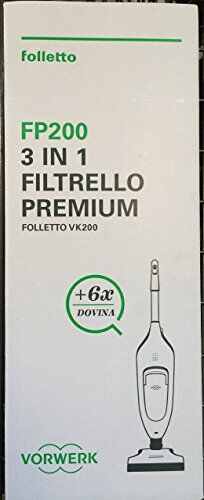 Vorwerk FP200 FILTRELLO PREMIUM ORIGINALE PER FOLLETTO VK200 6 SACCHI + 6 DOVINA