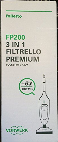 Vorwerk 12 SACCHETTI + 12 DOVINA FP200 FILTRELLO PREMIUM ORIGINALE PER FOLLETTO VK200