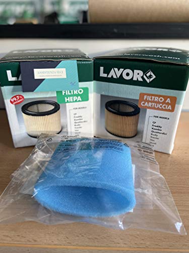 Lavor KOMBO FREDDY 4 IN 1, VAC 18/20, WT20X E WT30X KIT WASH ORIGINALE : 1 FILTRO HEPA, 1 FILTRO CARTRIDGE E 1 FILTRO SPUGNA