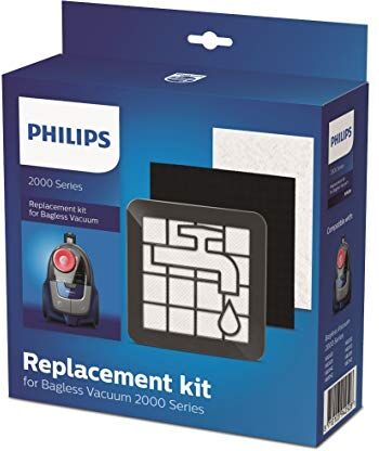 Philips , Kit sostitutivo per aspirapolvere Senza Sacco. Accessori Originali Motore, Inserto in Schiuma Lavabile, Filtro di Scarico, Nero/Bianco