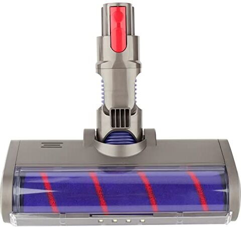 WEILE Spazzola a Rullo Morbida con Sgancio Rapido per Dyson V7 V8 V10 V11 V15 Aspirapolvere, Accessorio Testina per Pavimenti e Parquet, con Luce LED