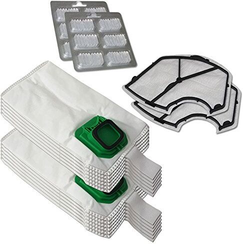 EuroStore07 Kit 12 Sacchetti+ 12 Profumi + 2 Filtro motore folletto VK 140 150 Aspiratore COMPATIBILE NON E' STATO reato da Vorwerk NON E' STATO crreatio