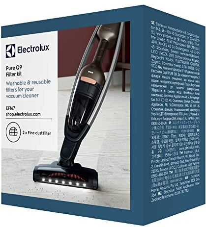 Electrolux Set di filtri per Q9 (confezione doppia, 2 filtri pre-lavabili, prestazioni di filtrazione ottimali, facile da pulire, scambio regolare del filtro, colore: Nero