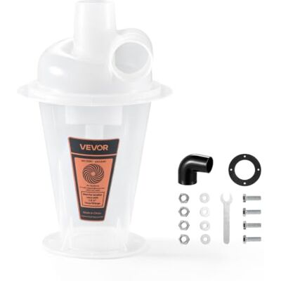 VEVOR Kit Separatore Ciclonico della Polvere, Attacco D.E. 50,8 mm in PP per Lavorazioni di Legno e Aspiratori Solidi e Liquidi, Compatibile per Diversi Secchi Esclusi, con Gomito e Guarnizione VEVOR Kit Separatore Ciclonico della Polvere, Attacco D.E. 50,8 mm in PP per Lavorazioni di Legno e Aspiratori Solidi e Liquidi, Compatibile per Diversi Secchi Esclusi, con Gomito e Guarnizione