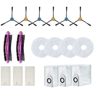 EUREKA J12 Ultra Robot Aspirapolvere Kit di Ricambio 6 spazzole laterali, 2 spazzole a rullo, 3 filtri HEPA, 4 mop, 3 sacchetti per la polvere, set completo di accessori EUREKA J12 Ultra Robot Aspirapolvere Kit di Ricambio 6 spazzole laterali, 2 spazzole a rullo, 3 filtri HEPA, 4 mop, 3 sacchetti per la polvere, set completo di accessori
