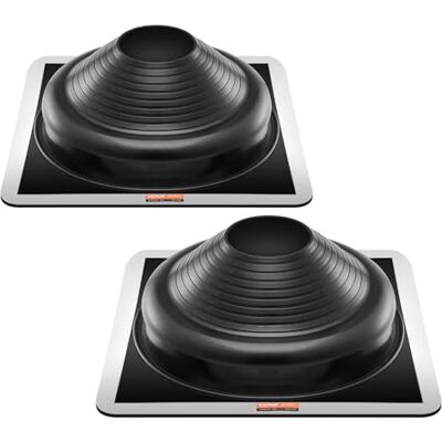 VEVOR Guarnizione per Tubo di Tetto Diametro Esterno 170-355 mm, Guarnizione Flessibile in Silicone Alta Temperatura -55℃-100℃, Base Quadrata in Metallo, per Camini Tubi di Sfiato Esterni 2 Pezzi Nero VEVOR Guarnizione per Tubo di Tetto Diametro Esterno 170-355 mm, Guarnizione Flessibile in Silicone Alta Temperatura -55℃-100℃, Base Quadrata in Metallo, per Camini Tubi di Sfiato Esterni 2 Pezzi Nero