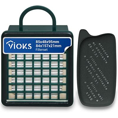 VIOKS Filtro Vorwerk Set Hepa di ricambio + filtro attivo a carbone di ricambio per Vorwerk Filtеr per aspirapolvere Vоrwеrk VK130 & Vоrwеrk 131 pezzi di ricambio VIOKS Filtro Vorwerk Set Hepa di ricambio + filtro attivo a carbone di ricambio per Vorwerk Filtеr per aspirapolvere Vоrwеrk VK130 & Vоrwеrk 131 pezzi di ricambio
